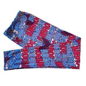 0468 Collectors LuLaRoe Size T & C Leggings Red and Blue Lularoe Logo Pr…